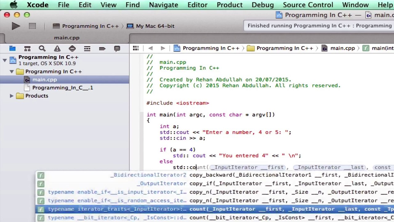 Programming in C++ / X-Code || Tutorial 6 - If Else Statement