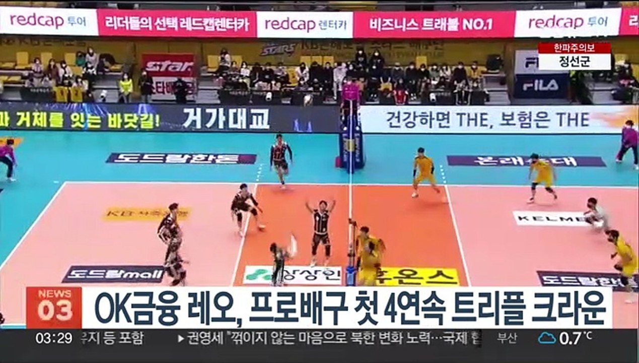 남자배구 OK금융 레오, 프로배구 첫 4연속 트리플크라운