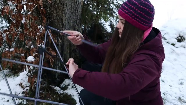 Snow Camping In Hot Tent _ Gluhwein & T-Bone Steak on wood stove _ ASMR