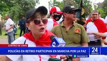 Centro de Lima: policías en retiro marchan en respaldo a las fuerzas del orden
