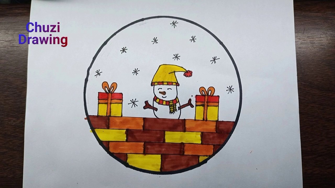 Christmas Drawing Scenery For Kids || Christmas Drawing