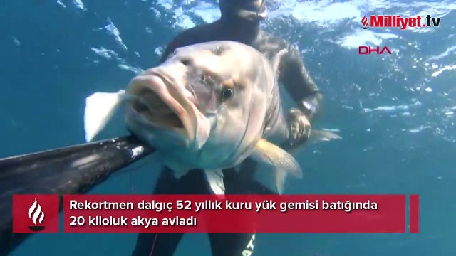 Rekortmen dalgıç 52 yıllık kuru yük gemisi batığında 20 kiloluk akya avladı