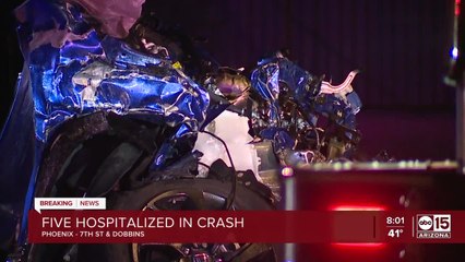 Five people hurt in crash near 7th Street and Dobbins Road