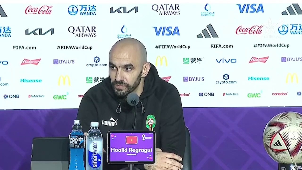 Le meeting médiatique de l'électeur national, Walid Rakraki, après la fin du match Maroc