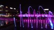 Water Fountains Unirii Square Bucharest Romania at Night. 4K Drone Video. Largest Water Fountain Complex in Europe.