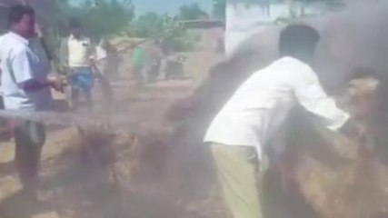 పెద్దపల్లి: ప్రమాదవశాత్తు నిప్పంటుకొని వరిగడ్డి దగ్దం.. తప్పిన ప్రమాదం..!