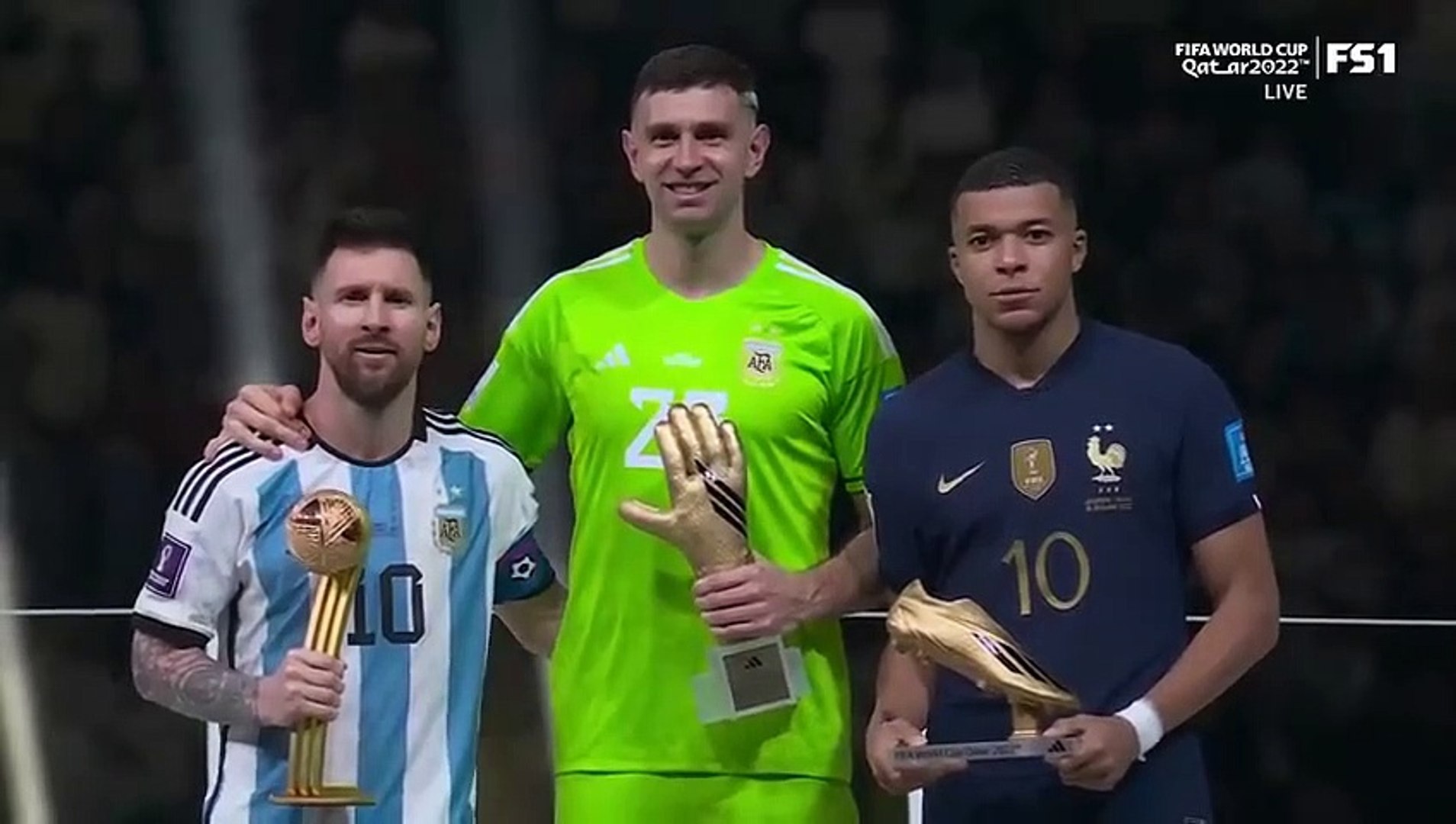 Awarding Ceremony of FIFA World Cup Qatar 2022 Argentina Wining Celebration Lionel Messi Celebration Lionel Messi hoisting FIFA World trophy
