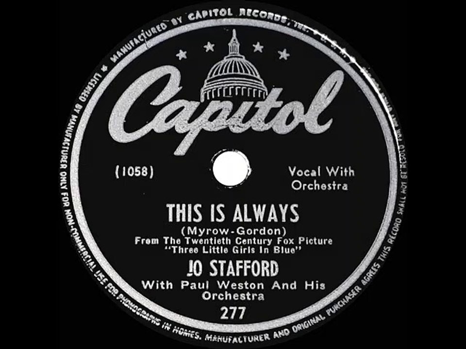 1946 Jo Stafford This Is Always