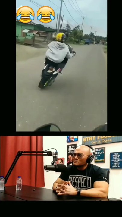Lucu..!! standing motor sampai jatuh