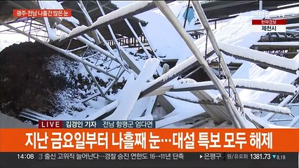 광주·전남 나흘간 최고 20㎝ 폭설…시설물 피해도