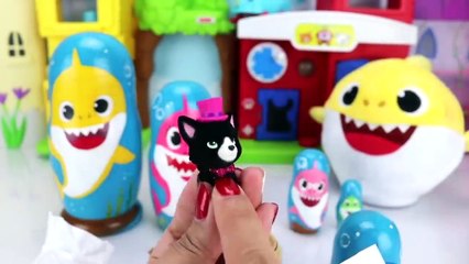 Pinkfong Baby Shark Bath Paint & Squirt Toy Surprises, Play Doh Lids and Nesting Dolls