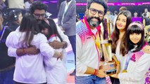 Abhishek Bachchan Hugs Aishwarya Rai Tightly as His Kabaddi Team Wins Aaradhya Poses with Trophy