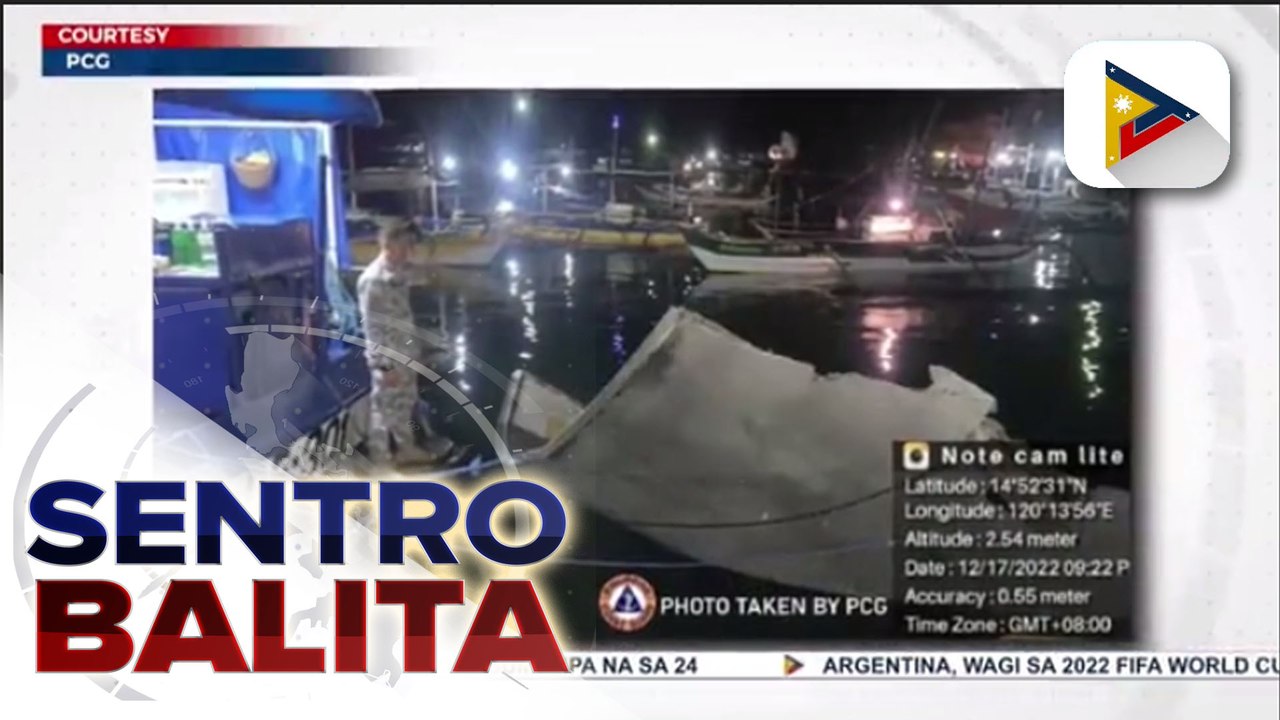 Hinihinalang rocket debris, narekober ng PCG at mga mangingisda malapit sa Subic, Zambales