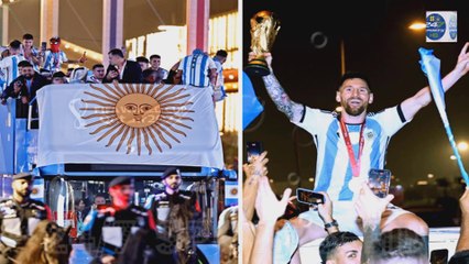 Argentina Stars Get the Party Started Early with Open Top Bus Parade in Qatar Before Flight Home