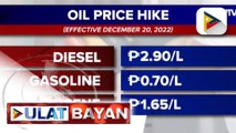 Higit P2 taas-presyo sa diesel, ipatutupad bukas; presyo ng gasolina at kerosene, tataas din