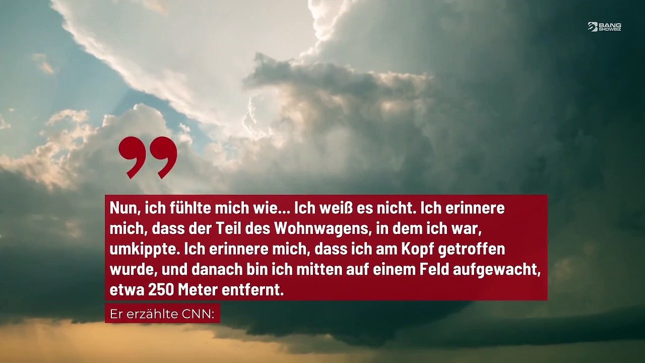 Mann wird von Tornado 250 Meter durch die Luft geschleudert