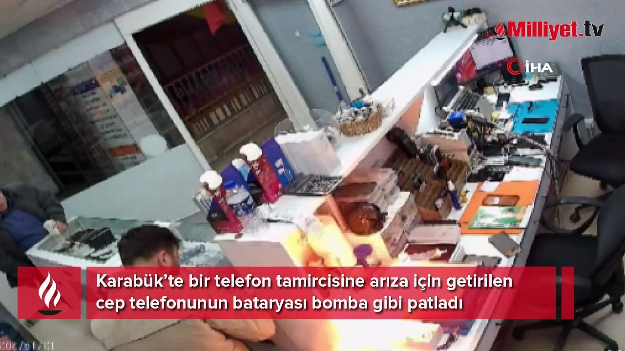 Telefon bataryası bomba gibi patladı