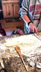Dog Licks Flour off Edge of Countertop