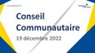 Conseil de la Communauté Urbaine de Dunkerque du Lundi 19 Décembre 2022 (Replay)