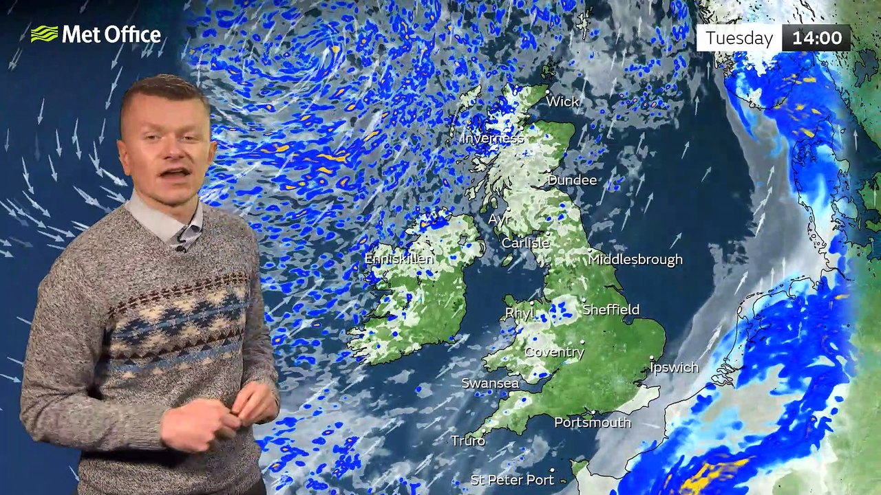 Met Office Evening Weather Forecast 19/12/22 - Wet, windy, mild weather
