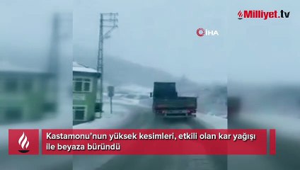 Kastamonu’nun yüksek kesimlerinde kar etkili oldu