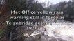 Heavy rain sweeps Teignbridge as Met Office issues a yellow rain warning