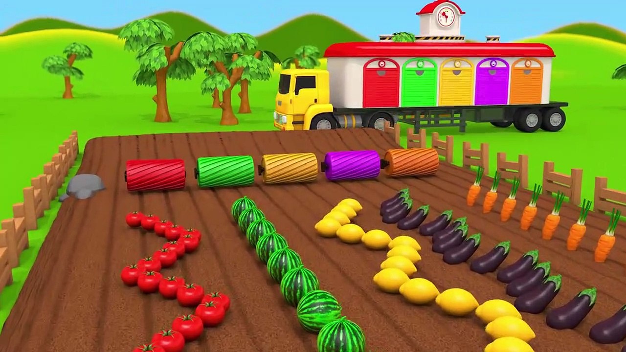 Harvesting Fruits and Vegetables with Tractors Learn Colors for Kids