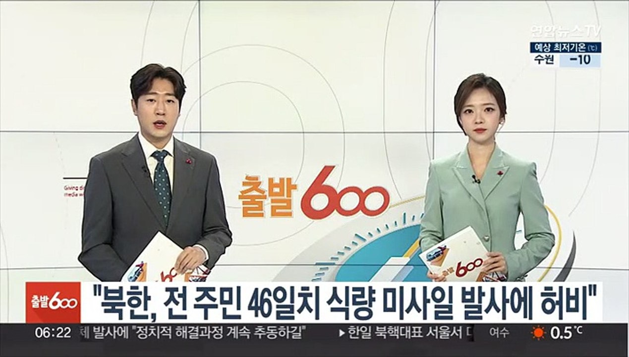 "북한, 전 주민 46일치 식량 미사일 발사에 허비…아사자 속출"