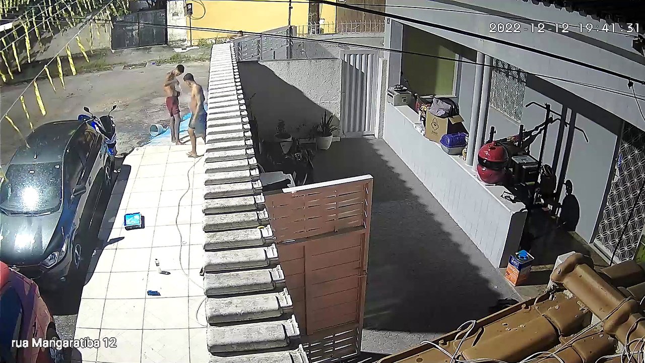 Guy Carrying Bucket Slips and Falls