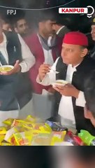 Akhilesh Yadav Spotted Munching Maggi At Kanpur