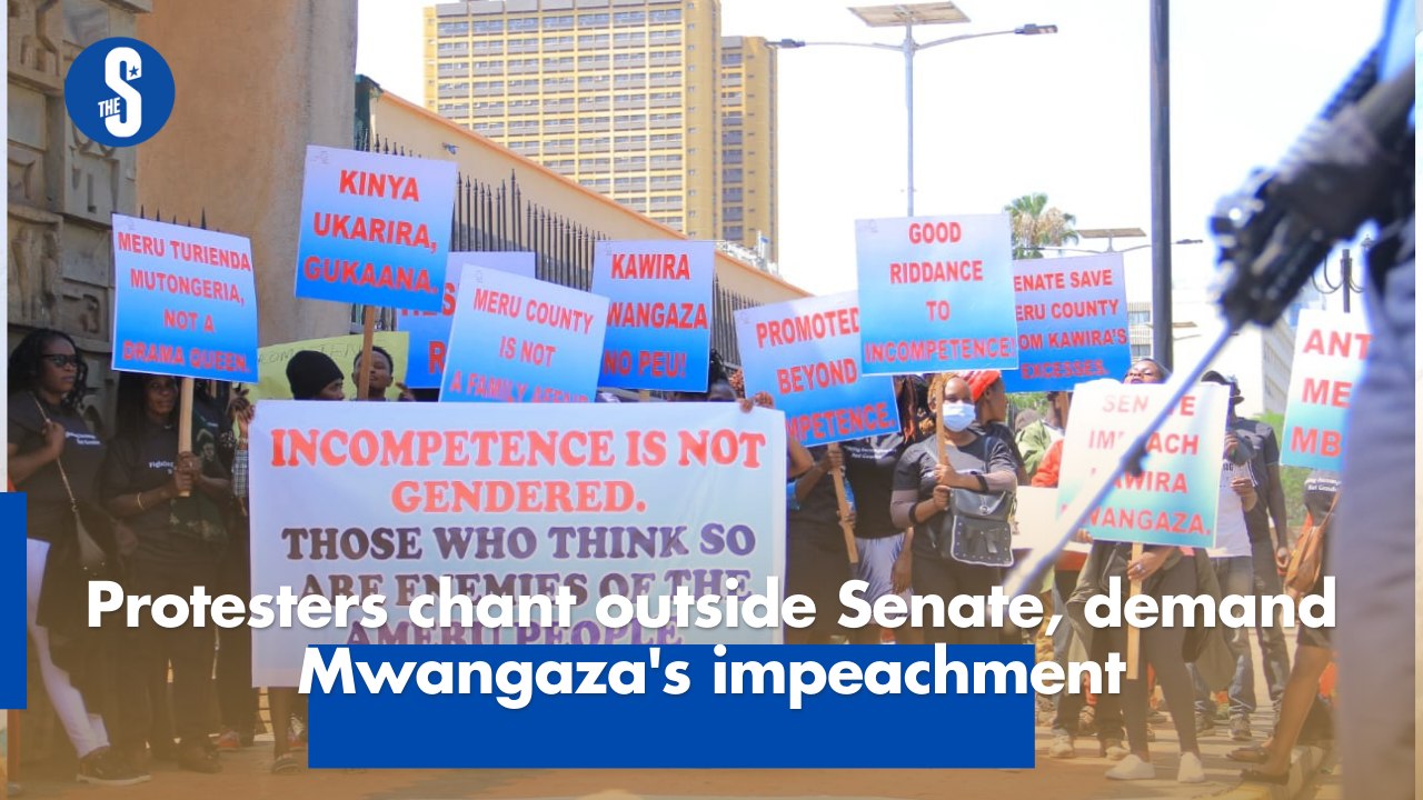 Protesters chant outside Senate, demand Mwangaza's impeachment