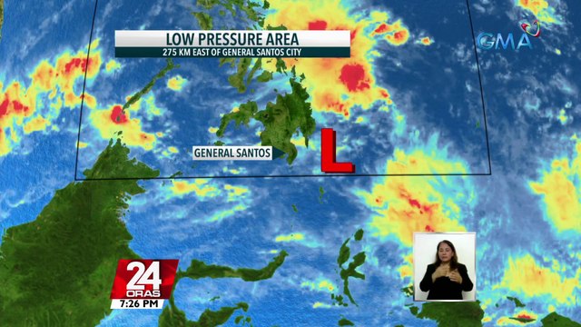 PAGASA: asahan ang pag-ulan sa ilang lugar sa bansa dahil sa LPA na huling namataan 275km east ng GenSan; mababa ang tsansa na maging bagyo | 24 Oras