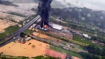 Imagens aéreas na BR-101 revelam dimensão de incêndio no litoral de SC