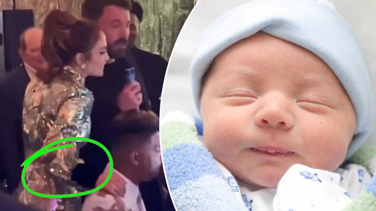 Bennifer has a baby? Jennifer Lopez looks incredible in a patterned dress at a Christmas party