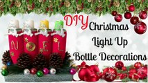 DIY Nol Christmas Light up Bottle Lamp Decoration Ideas using Milk Bottles, Deer Stag, Pinecones, C