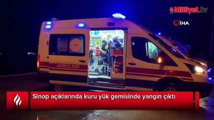 Sinop açıklarında gemi yangını! Yaralılar var