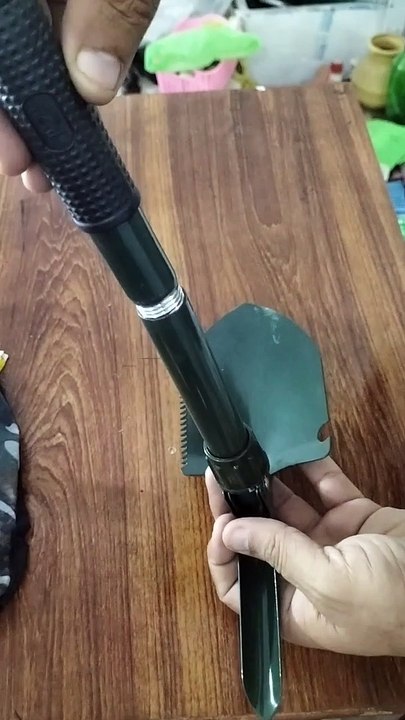 multipurpose folding shovel unboxing for camping gardening hiking fishing.
