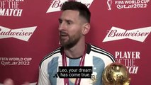 Lionel Messi after World Cup Final:  The World Cup trophy was destined for Argentina      Lionel Messi após a final da Copa do Mundo: o troféu da Copa do Mundo estava destinado à Argentina