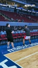 Nards Pinto does a mini rehab as he practices for Wednesday game day