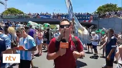 Festejo de la hinchada argentina