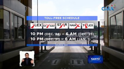 Ilang expressway, toll-free sa piling oras sa Dec. 24, 25 at 31, at Jan. 1 | Saksi