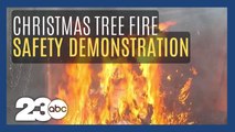 Bakersfield Fire Department and Kern County Fire Department team together for Christmas tree fire demonstration