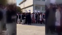 Women protest outside Afghanistan university after Taliban block their access