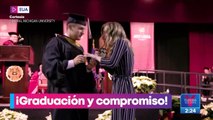 Estudiante pide matrimonio a su novia en plena ceremonia de graduación