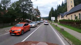 Azuga City Centre Drive on DN1. 4K Video. Relaxing Drive on DN1 - Prahova Valley (Valea Prahovei)