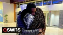 Heartwarming moment sister and brother reunite after spending four years apart