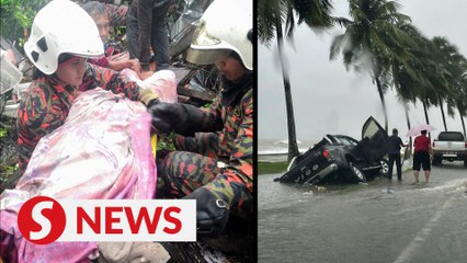 Скачать видео: Woman killed after tree falls on house in Papar