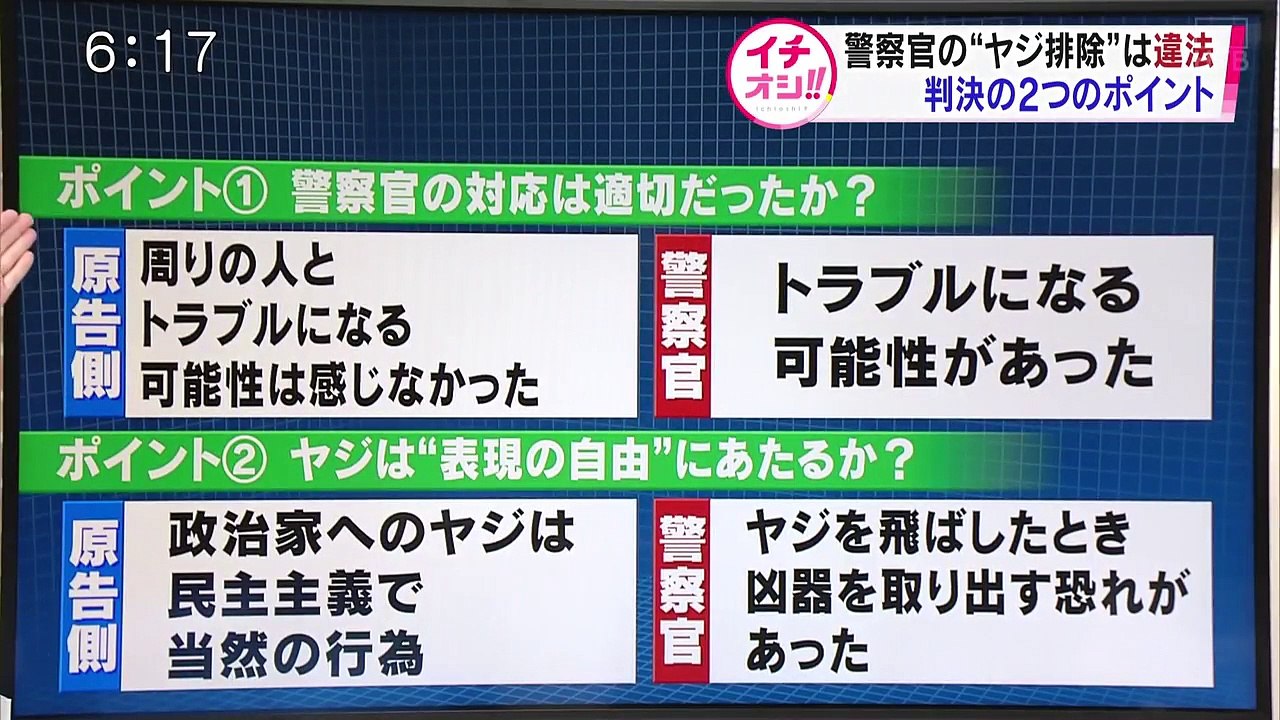 イチオシ!!「道警ヤジ排除訴訟 判決「警察官の行為は違法」」20220325 18時15分