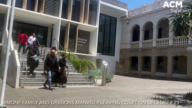 Junior Amone's family and St Geogre Illawarra Dragon manager leaving Wollongong court