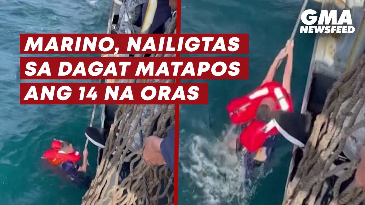 Marino, nailigtas sa dagat matapos ang 14 na oras | GMA News Feed